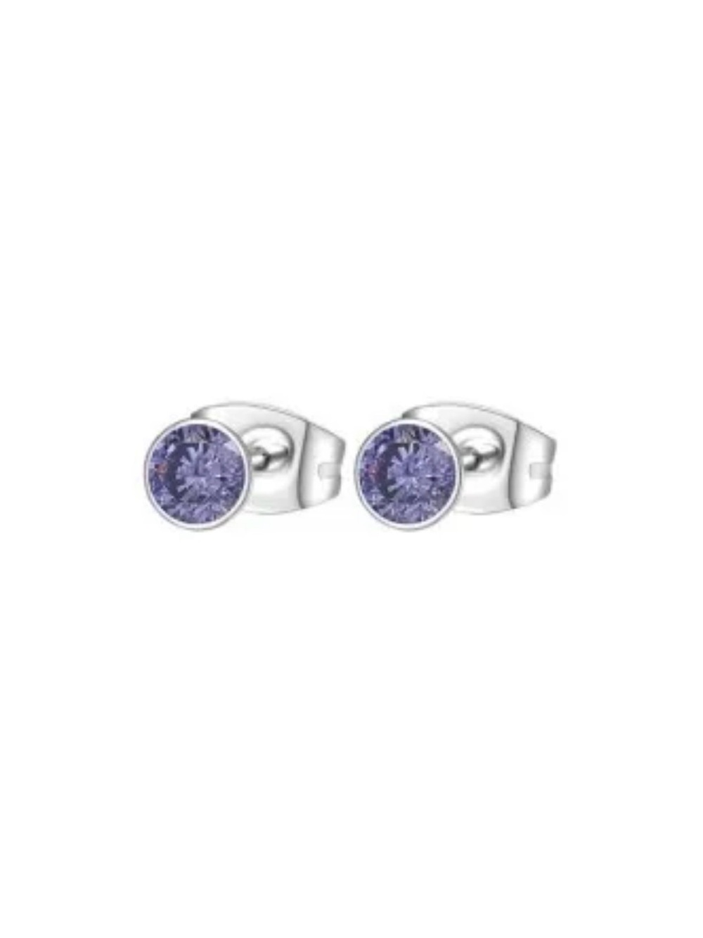 BROSWAY Italia Chakra Stainless Steel Purple Cubic Zirconia Stud Earrings New